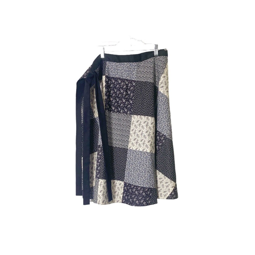 Vintage Handmade Patchwork Quilted Wrap Midi Skir… - image 2